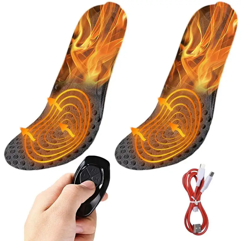 

Electric Heated Insoles USB Rechargeable Adjustable Temperature Heated Shoes Soles Winter Foot Warmers for Men Women with Remote