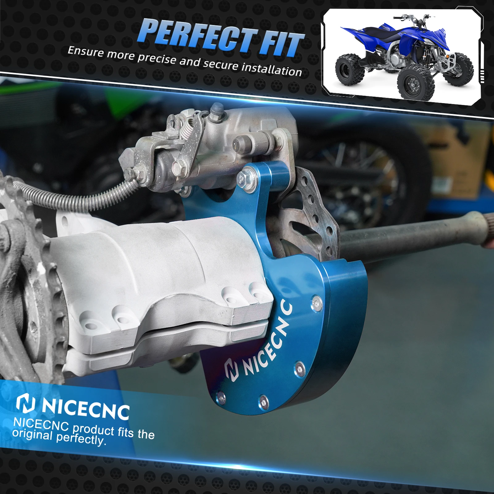 NICECNC Für Yamaha Raptor 700 700R 2006-2012 Bremssattelhalterung Schutzhalterung Aluminium ATV Zubehör 1S3-25721-01-00 – Detail 3