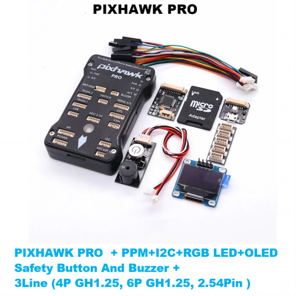 Pixhawk-Contrôleur de vol PIX 32 bits 2.4.8 PRO, avec M8N GPS + 433/915Mhz 100/500mw, télémétrie radio + interrupteur de sécurité + buzzer + RVB + I2C