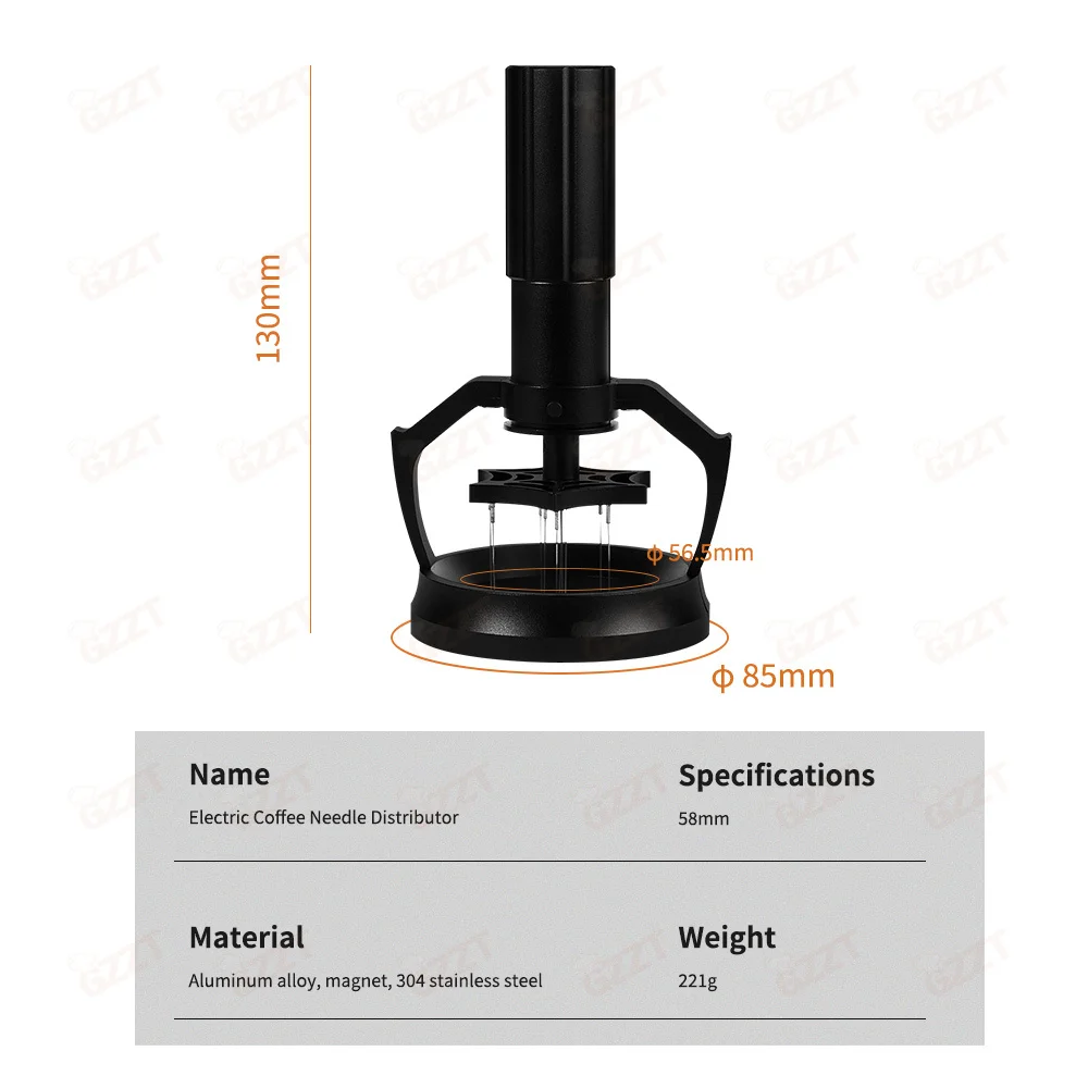 GZZT WT045 Needle Coffee Powder Distributor 58mm Rotary Espresso Stirrer Needle Distributor Magnetic Coffee Tamper Barista Tools