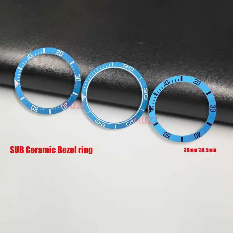 Mod 38mm*30.5mm Watch Accessories Lake Blue Ceramic SUB Bezel Insert Digital  Ring Fits for SUB 40mm Watch Case