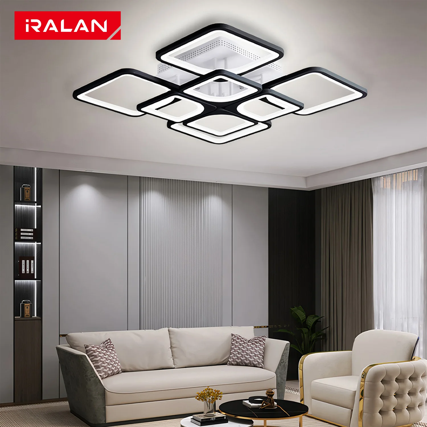 

Скандинавская минималистичная потолочная люстра с дистанционным управлением, квадратный потолочный светильник, светодиодные светильники, освещение для спальни, гостиной, декор с регулируемой яркостью