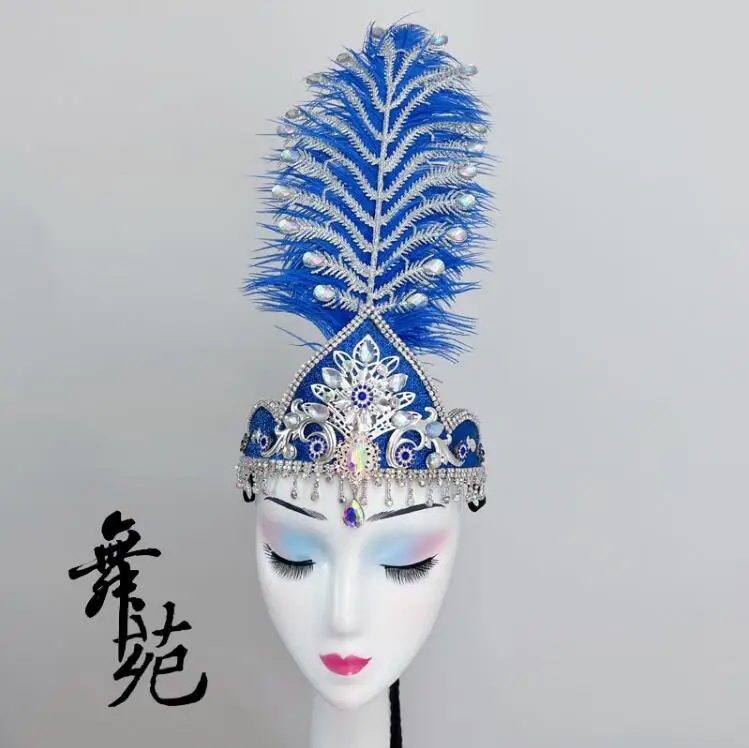 Chinese Xinjiang Bell Girl Headwear Classical Performance Hat Uygur Cap Including 8 braids