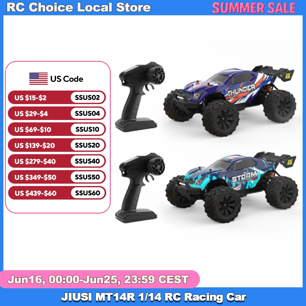 

JIUSI MT14R 1/14 RC Гоночный автомобиль 3S Батарея 4WD 80 км/ч Бесщеточный двигатель 2,4G Пульт дистанционного управления 35C Высокоскоростной внедорожный радиоуправляемый грузовик