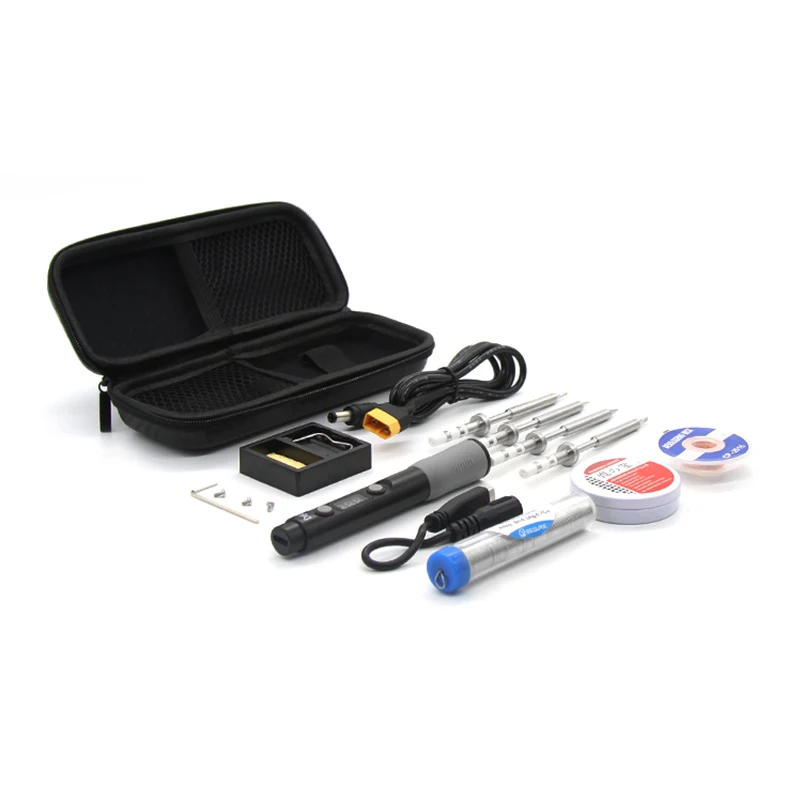 SEQURE D60B Kit with 4 Tips 60W Mini Electric Soldering Iron with DC12-24V TYPE-C Interface Precision Repair Tools