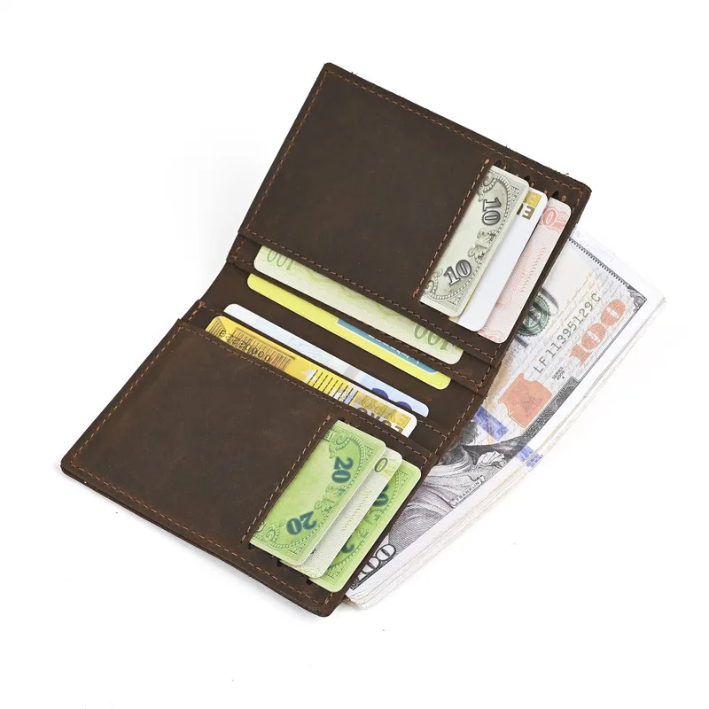 LD-Retro Crazy Horse Leather Wallet Simple Genuine Leather Men's Wallet Horizontal and Vertical Pickup Bag