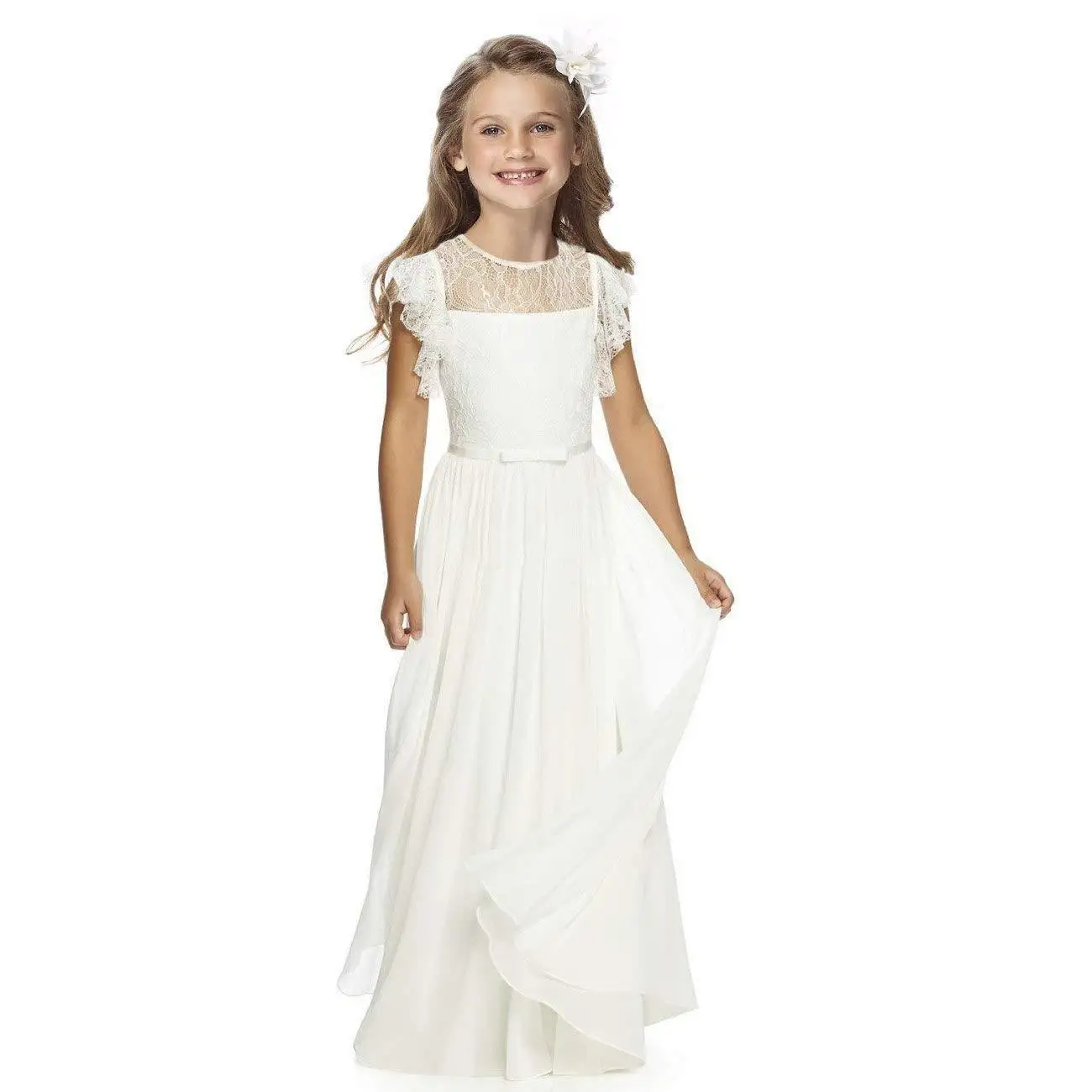 Baby Flower Girl Dresses For Weddings A-line Chiffon Lace Kids Birthday Tutu Children First Communion Dresses Little Girl