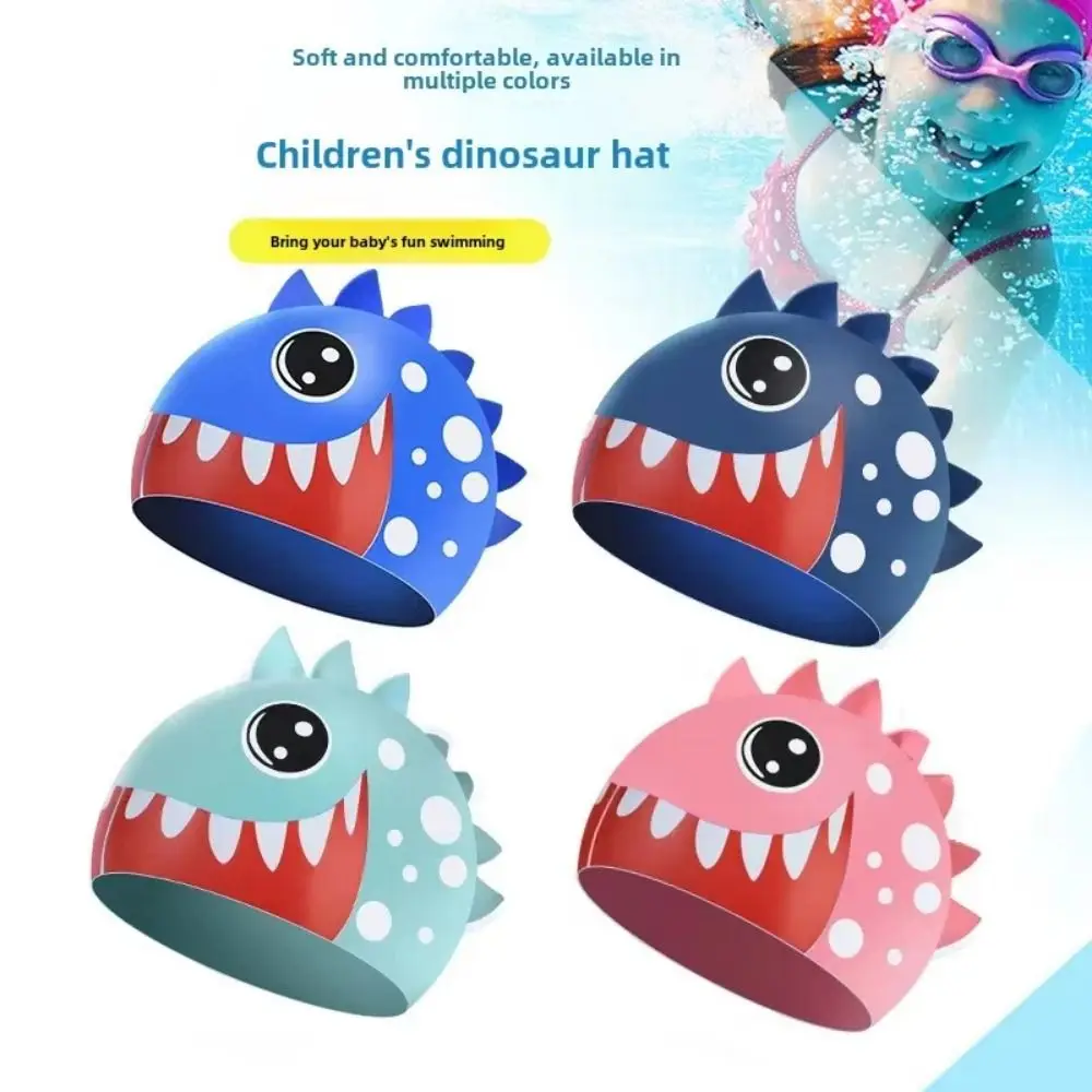 

Shark Children's Swimming Cap Cartoon Animal Long Hair Silicone Swimming Hat Lightweight Ear Protection Printed Swimming Cap