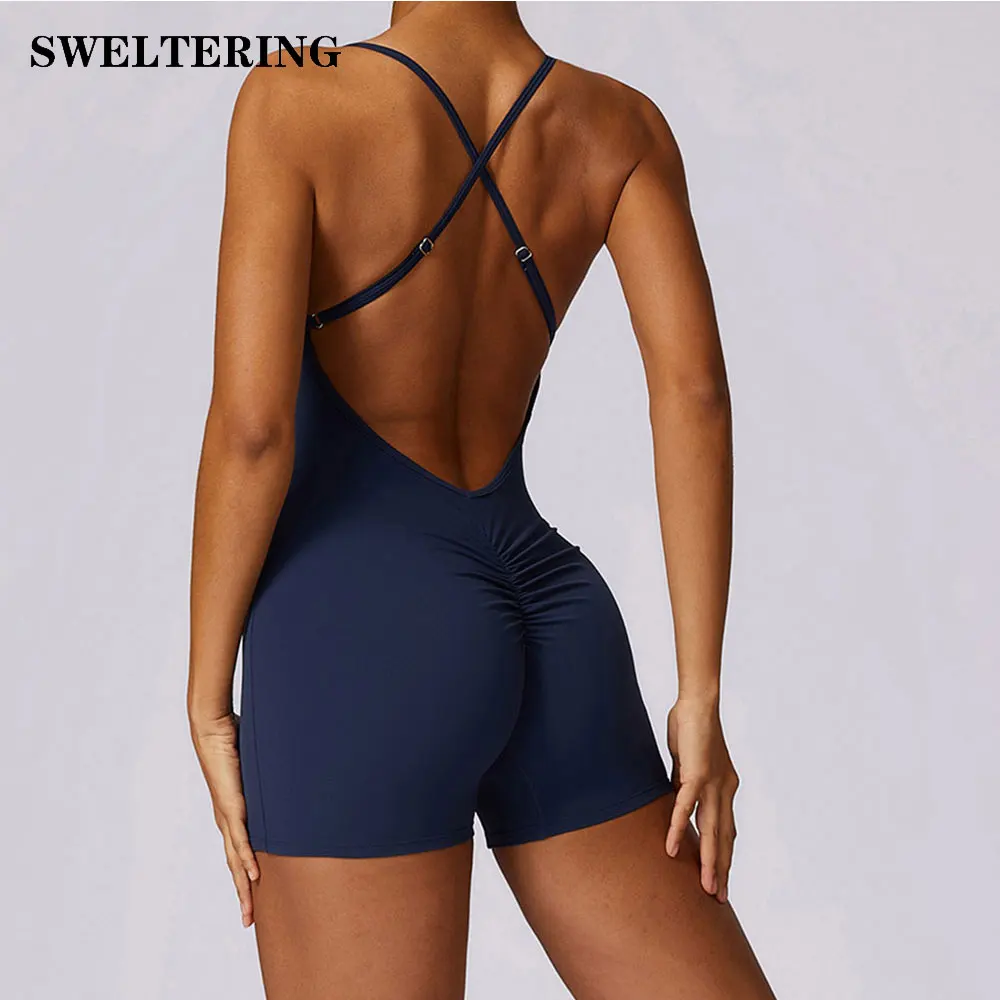 Scrunch Butt Romper Backless Set Fitness Bodysuit Siamese Sportswear Women Gym Jumpsuit Workout One-piece Playsuit Yoga Suit