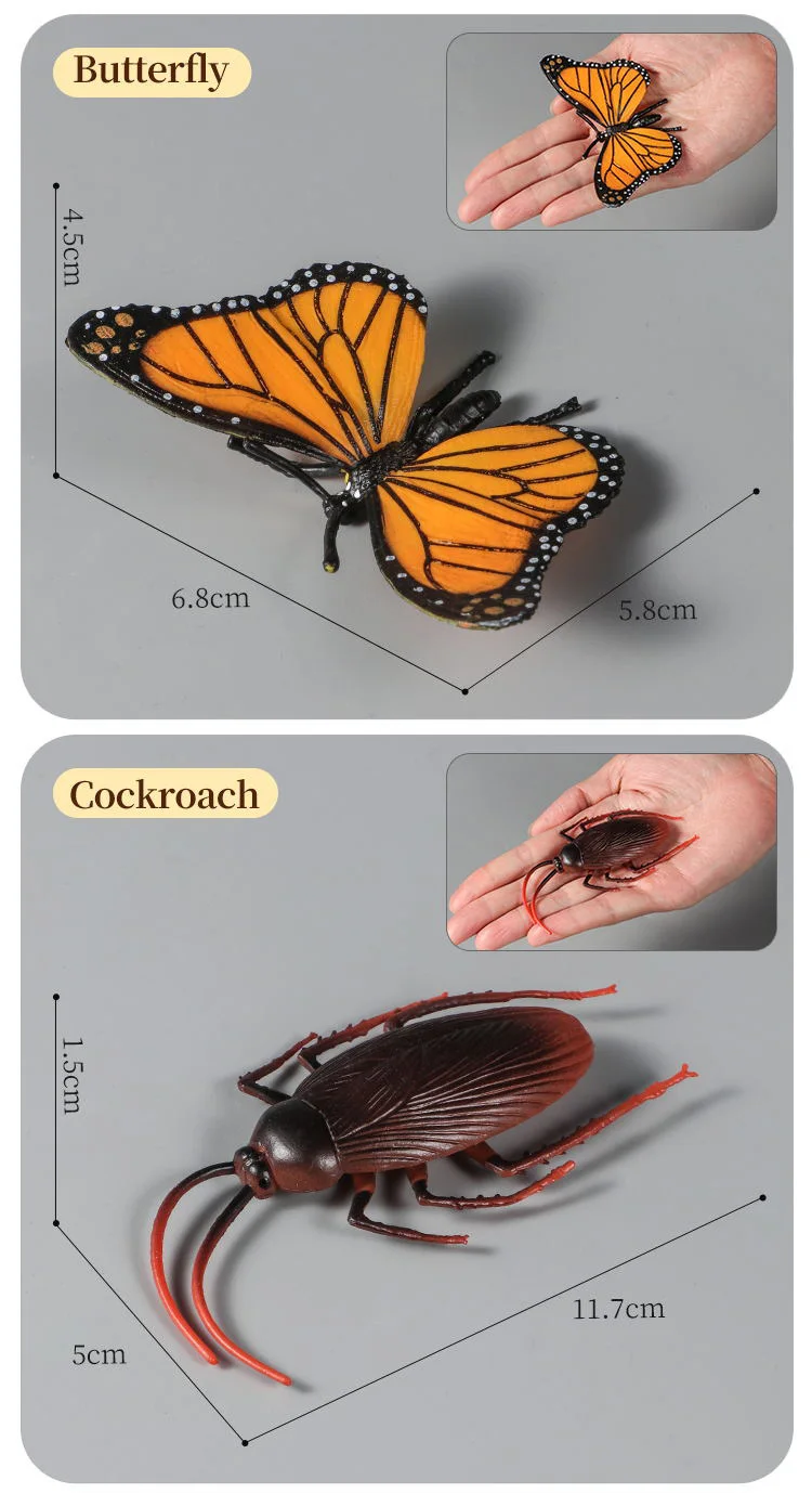 Pädagogisches Insekten-Tiere-Modell-Spielzeug-Set mit Schmetterling, Biene, Libelle, Mantis, Ameise, Schnecke, Actionfiguren für Kinder, Sammlung, Dekoration – Detail 19