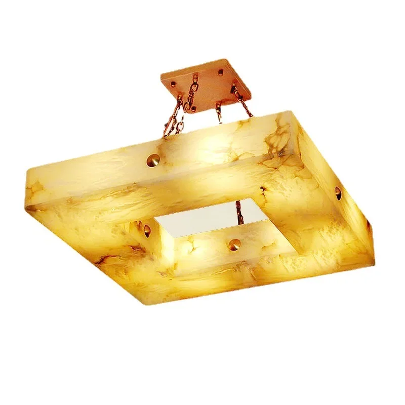Chinese-style all-copper Spanish natural marble lamp villa living room 4