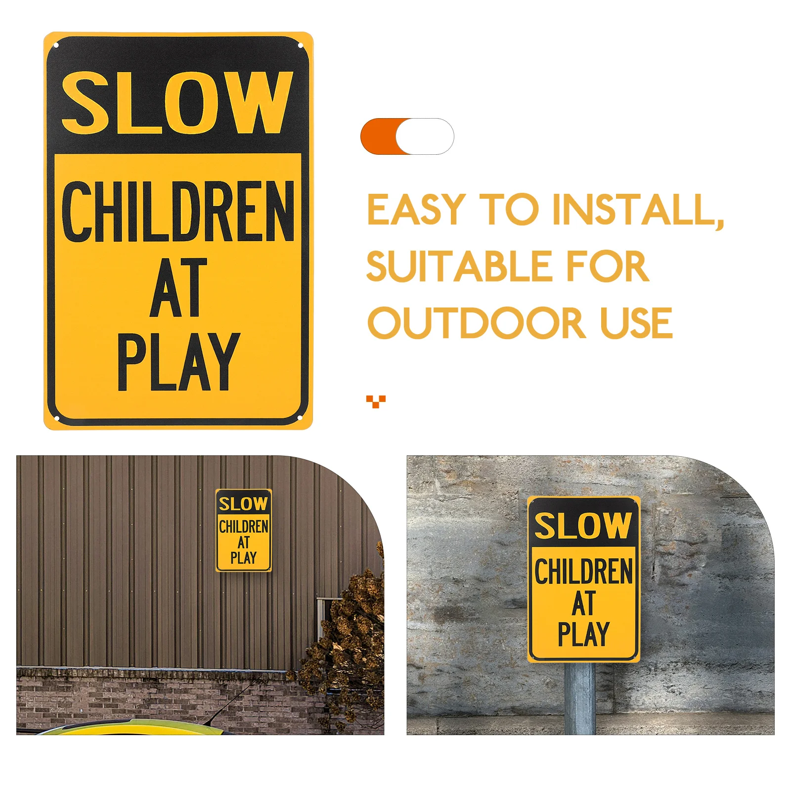 2-delige veiligheidsborden Slow Children at Play voor Street Iron Road down Kids Tips Wanddecoratie