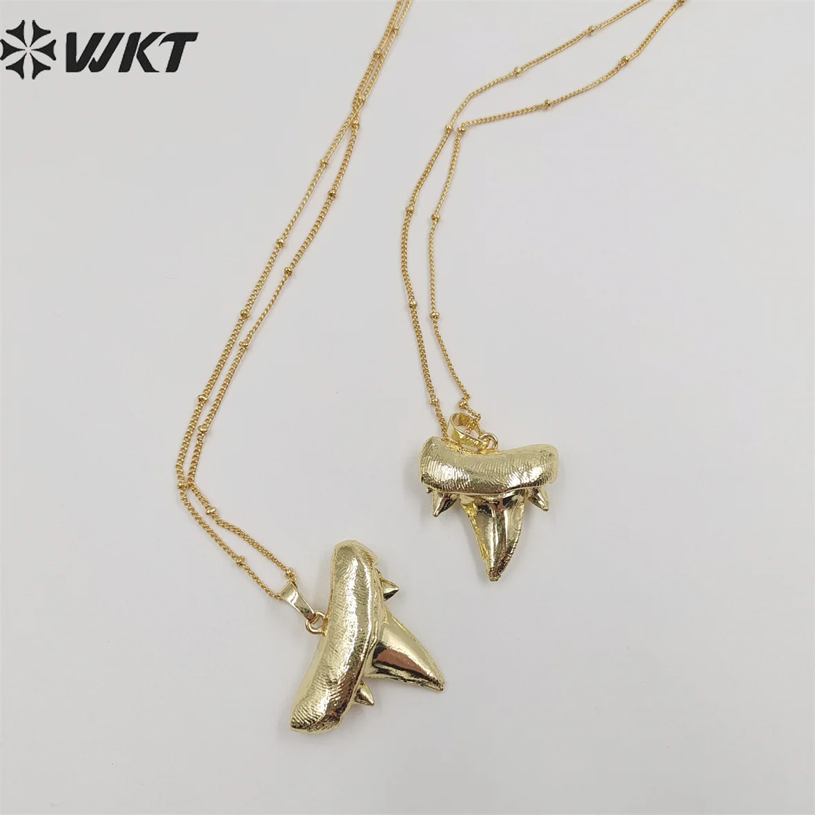 WT-N486 Wholesale Full Gold Electroplated Lovely Teeth Shape Necklace Fashion Tiny Ball Bead Chain For Engagement Celebration