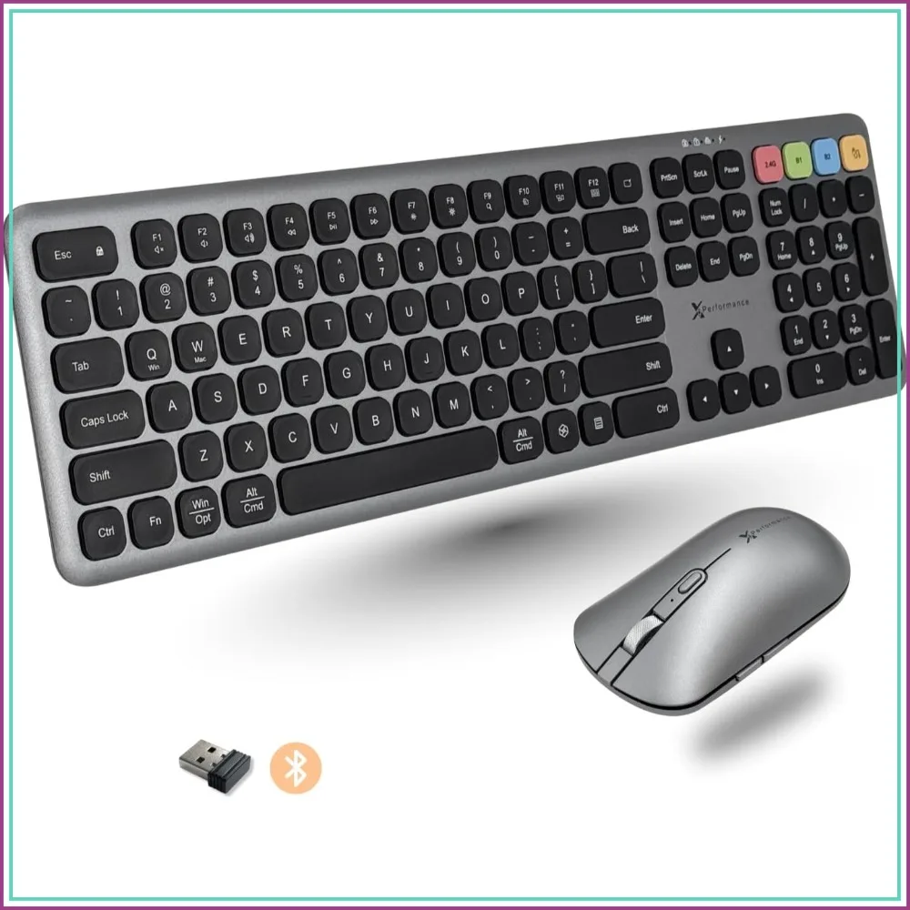 Bluetooth Keyboard and Mouse Combo - Slim Wireless Rechargeable, Multi-Device for PC, Mac, iPad, iOS, Android