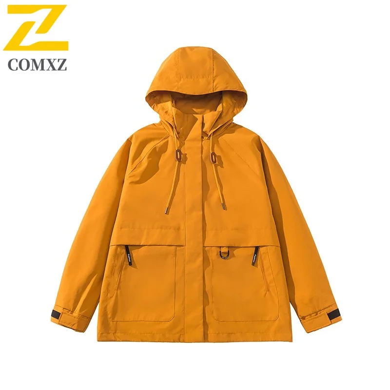 

COMXZ Men Jacket Classic Hooded Outdoor Mountaineering Windproof Motorcycle Jacket Hiking Travel Comfort Spring Autumn Coat