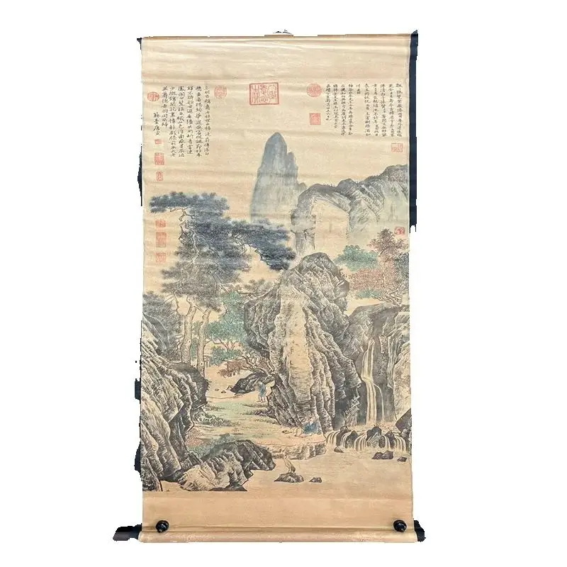

China old Celebrity paintings-Tang Yin's Watercolor Landscape Painting character Scroll Hanging paintings