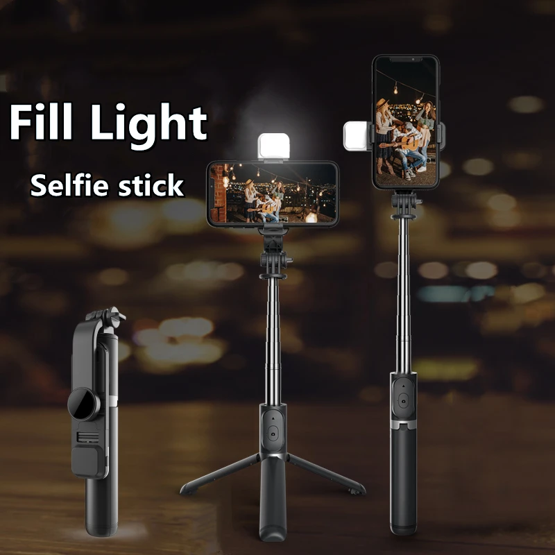 

Bluetooth Selfie Stick Mobile Phone Holder Fill Light Retractable Portable Multifunctional Mini Tripod Wireless Remote Shutter