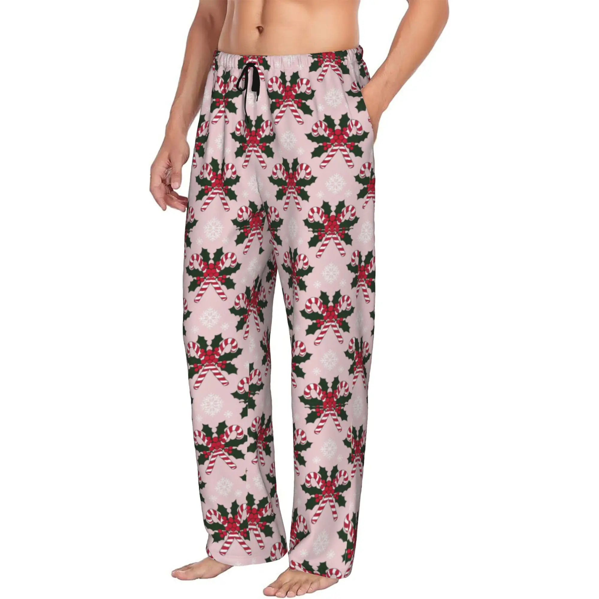 Custom Men's Merry Christmas Tree Pajama Pants Print  Sleep Sleepwear Bottoms with Pockets