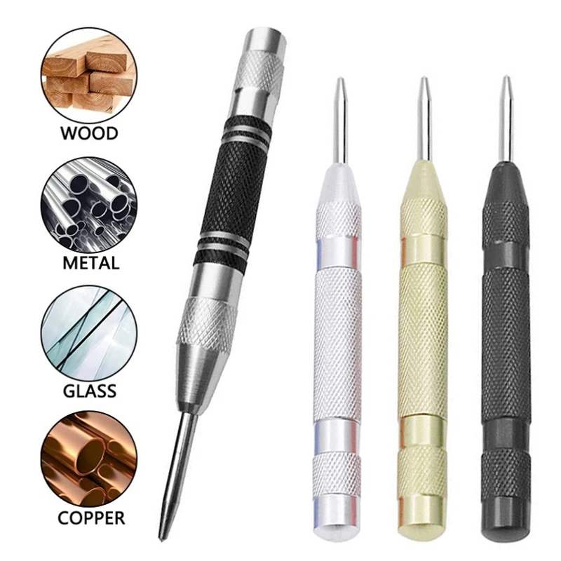 130mm Long Head Drilling Locator Fully Metal Semi-Automatic Drilling Tool Carpenter Architect Positioning Marking Tool Pen