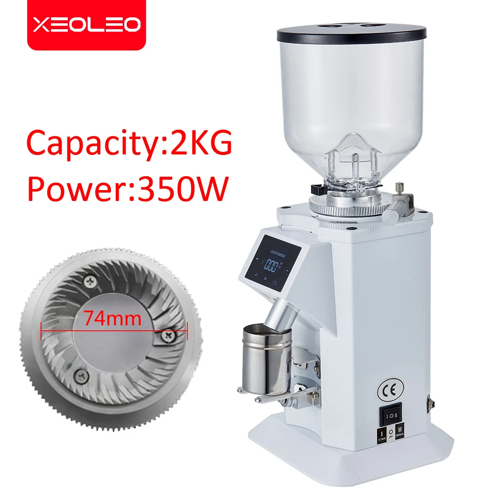 XEOLEO 1450 RPM komercyjny elektryczny młynek do kawy 74MM płaski żarn ze stali nierdzewnej Espresso młynek do ziaren kawy 350W