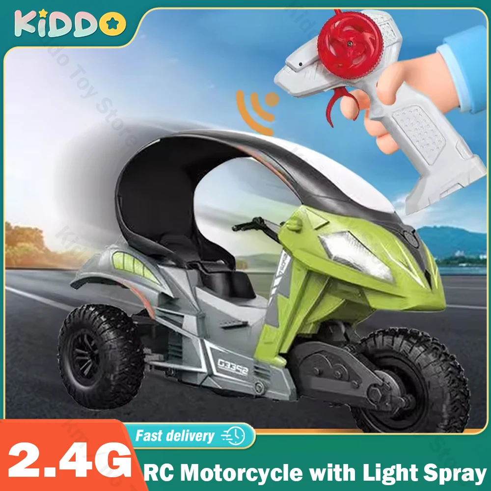 

Three Wheels RC Motorcycle with Light Spray 2.4G Remote Control Electric High Speed Emulation Motorcycles Toys for Kids Gifts