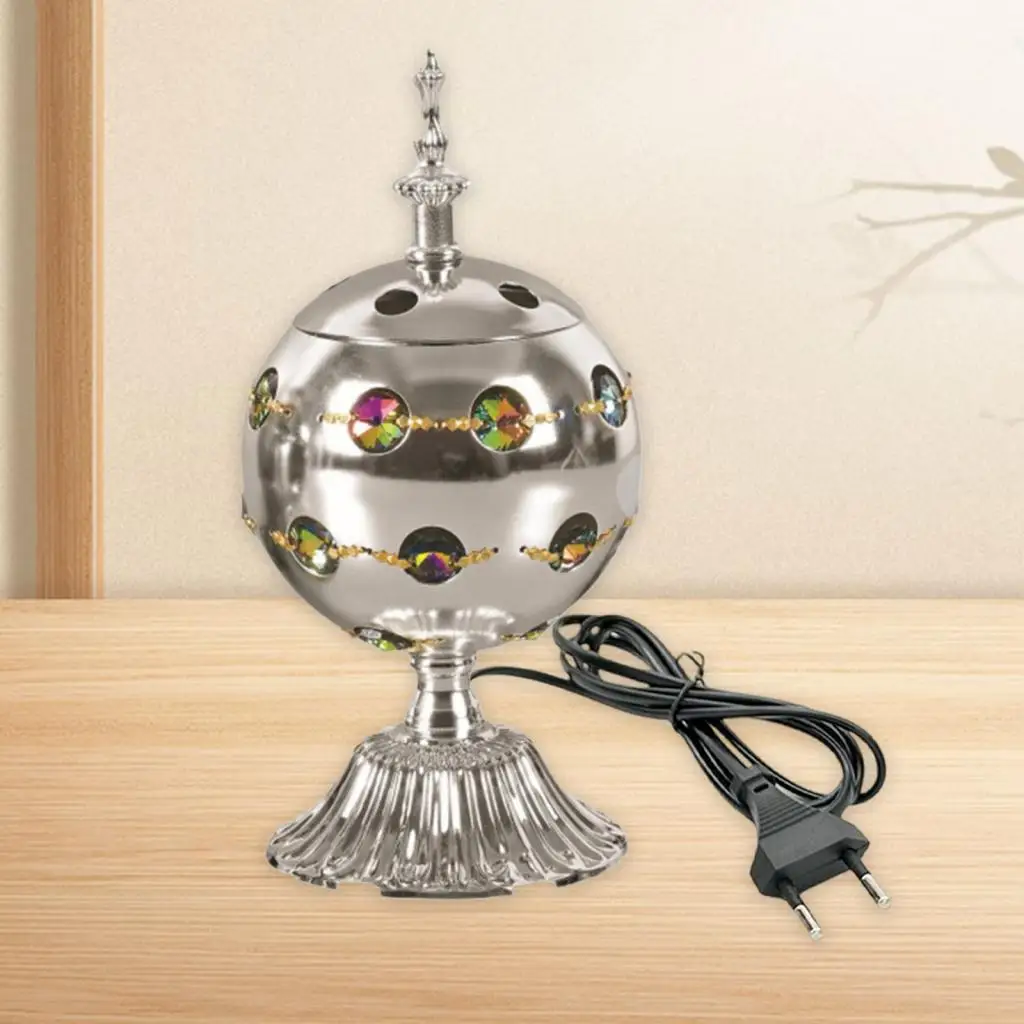 Metal Incense Burner Arab Censer Electric Incense Burner Holder Frankincense Sandalwood Censer for Office Home Room