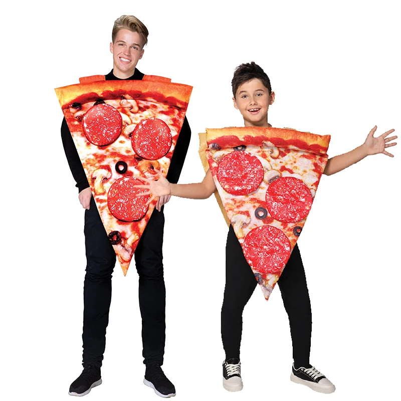 Costume de tranche de pizza drôle de nourriture pour adultes et enfants, unisexe, garçons, famille, progressif, Halloween Cosplay, filles, enfants