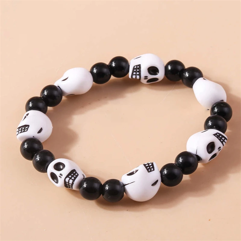 Mode Schädel Kopf Perlen Armbänder für Frauen Einstellbare Elastische Armband Mädchen Party Urlaub Schmuck Dekoration – Detail 8