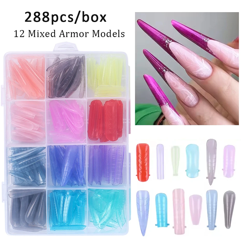 แบบฟอร์มต่อเล็บ 288 ชิ้น/กล่อง สำหรับเล็บเจลยูวี โพลีเจล ต่อเล็บปลอม ทำเล็บอะคริลิค
