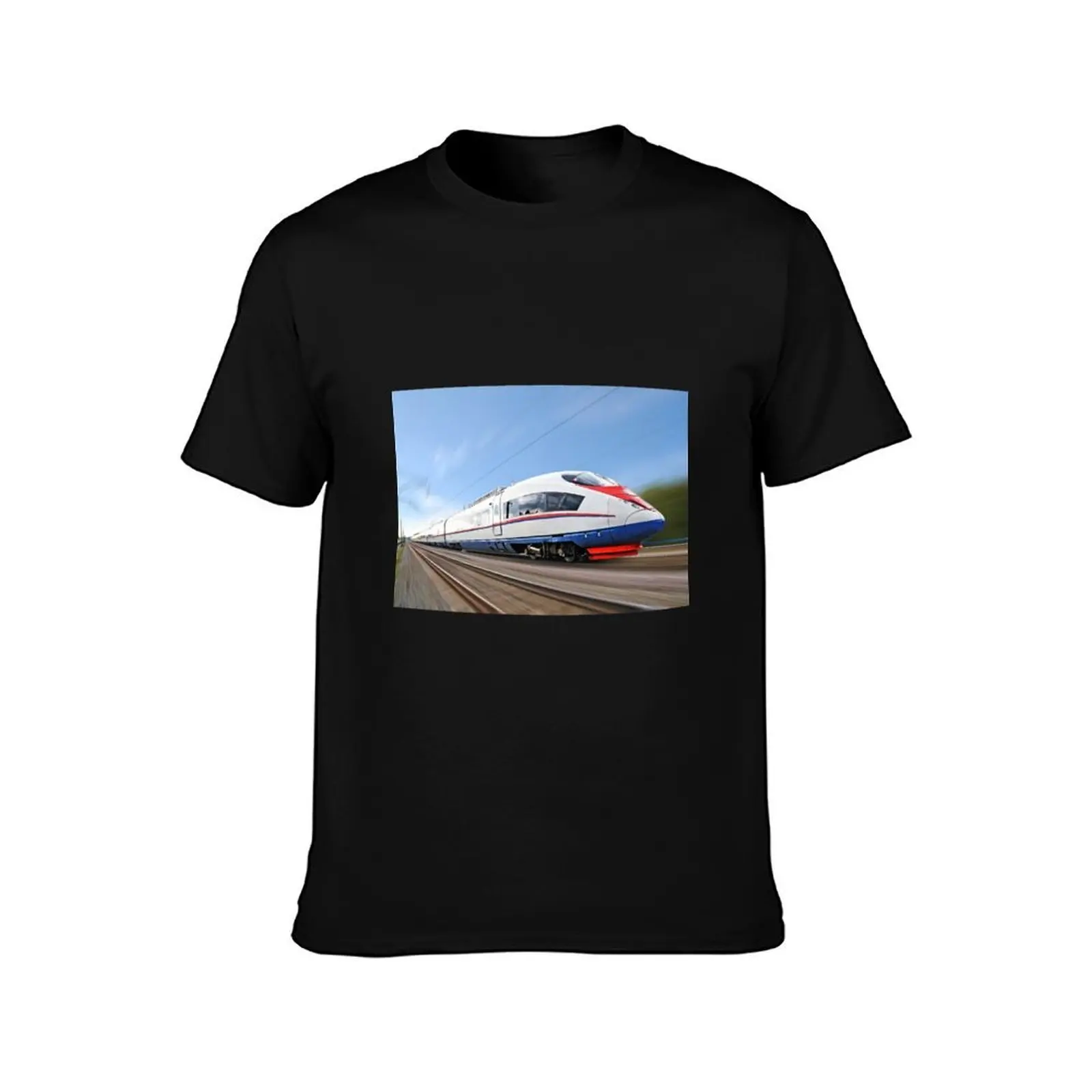 The high-speed rail uses a bullet-shaped front and a streamlined body, which greatly increases the speed of the high-spe T-Shirt