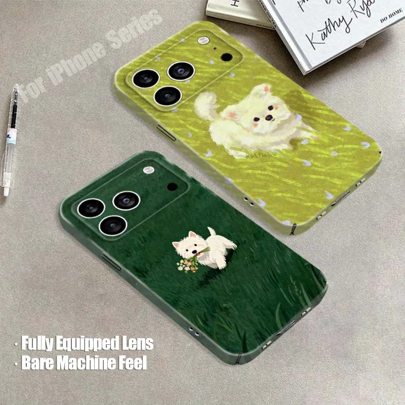 

Healing Style Rural Puppy For Apple iPhone 14 15 16 17 16E X Air Plus Pro Max 2022 Film Hard Shell Phone Case