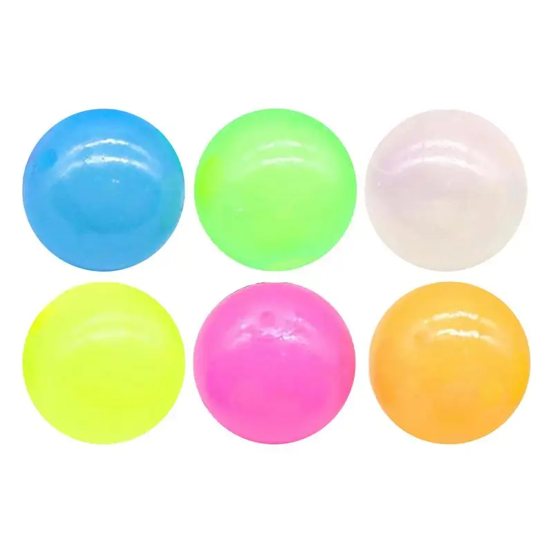 Stress Relief Fun Ceiling Balls 6X Sticky Wall Balls Kids Sensory Toys Anti-stress High Bounce Stretch Ball Glowing At Dark For