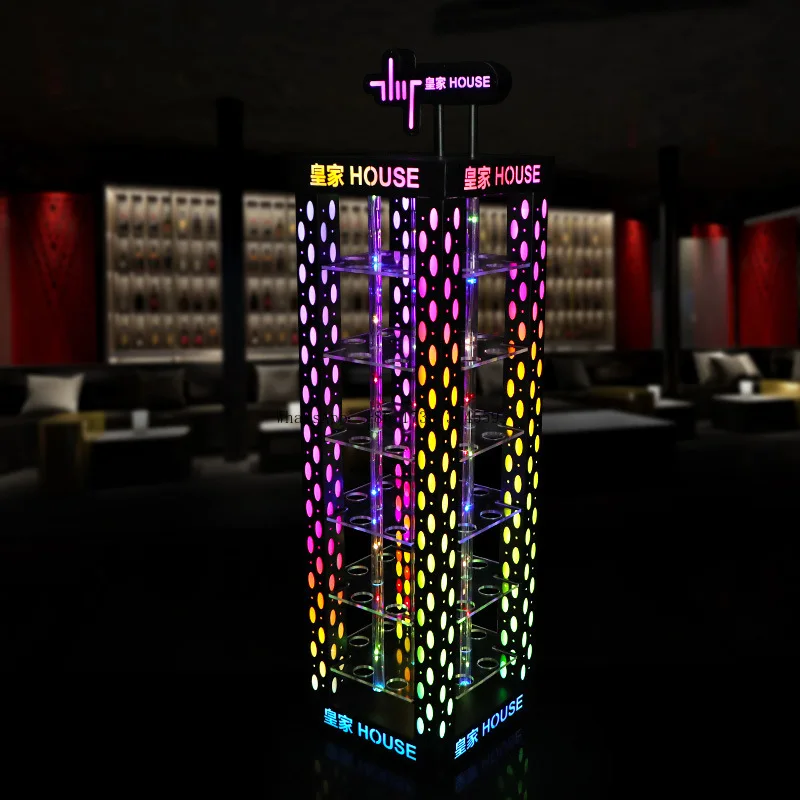 

Светящаяся винная стойка для бара, боевая пуля, многоэтажный мусорчик, стеклянная стойка от пола до пола, стойка для шампанского, иностранная винная коктейльная стойка