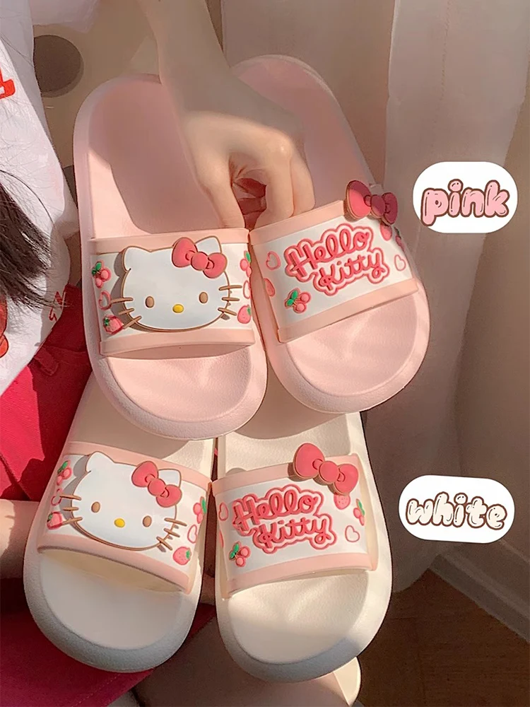 Сандалии Sanrio женские для дома и улицы, Милые Пляжные босоножки hello kitty из ЭВА, на толстой подошве, одна форма, Нескользящие, летние