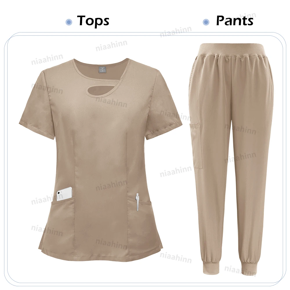 Niaahinn Mode Krankenhaus Uniformen Krankenschwester Schönheit Dental Salon Arbeitskleidung Uniform Medizinische Peelings Sets für Frauen Atmungsaktive Peeling – Detail 9
