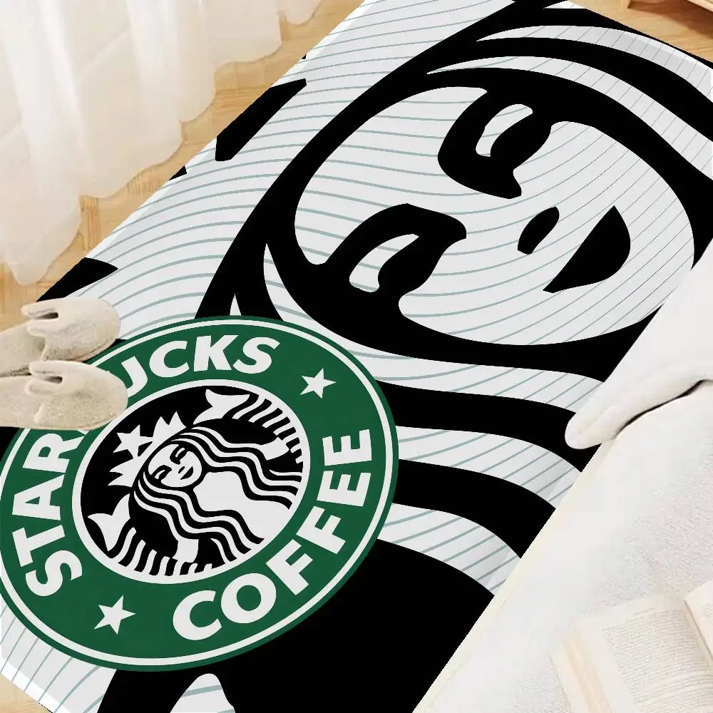 Tapete de corredor com logotipo S-Starbucks, antiderrapante, para lavanderia, decoração de lavanderia, varanda, sala de estar infantil, tapetes para área de cabeceira