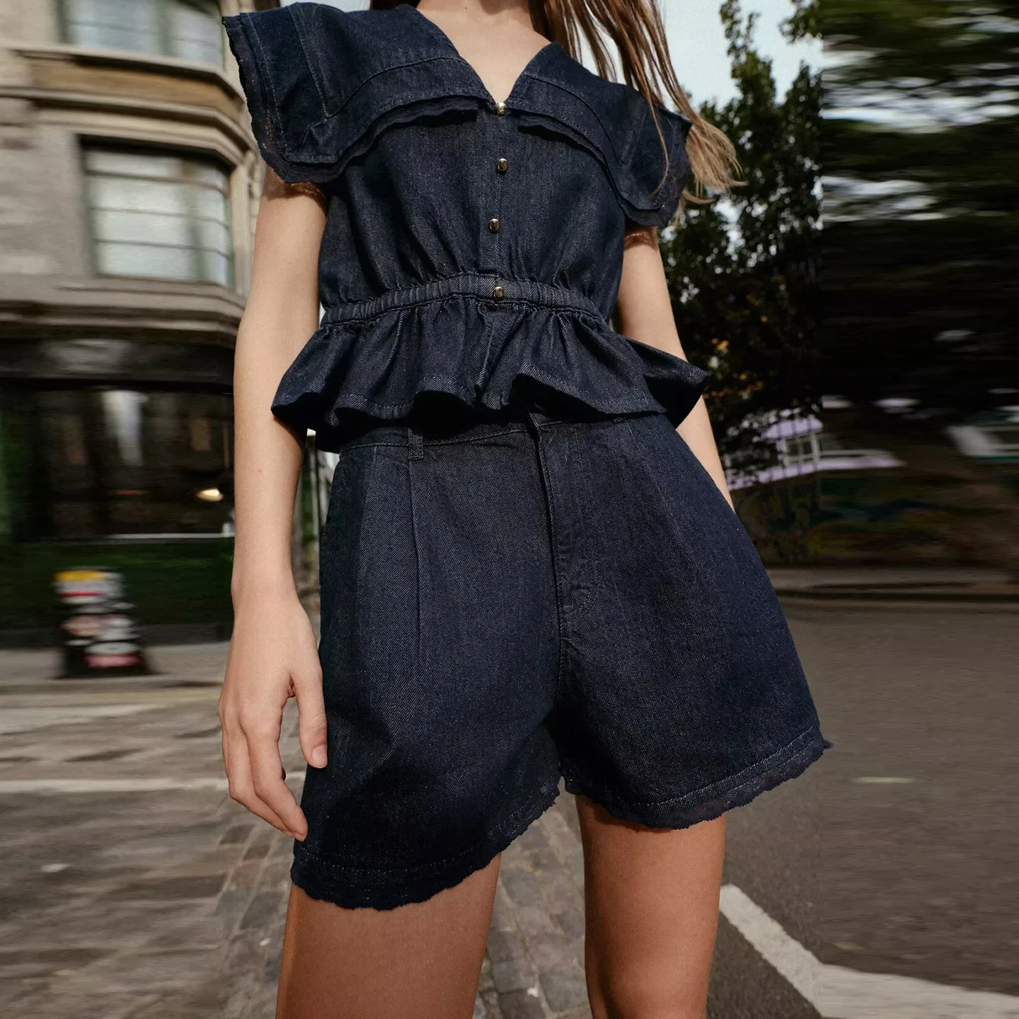 Z 2025 Autunno nuove donne pizzo denim irt e orts casual Sle Four Seasons adulto Faion Set marchio cinese