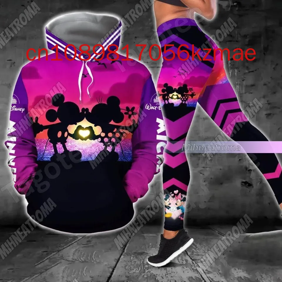 Free custom name Mickey Mouse Hoodie and Leggings Suit women\'s Diseny Minnie Hoodie Yoga Pants Sweatpants Fashion Tracksuit set