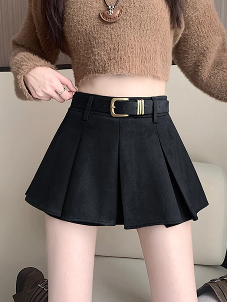 

High Waist Bla Pleated Skirt Women's Winter 2026 New Sle A-Line ort Skirt College Sle Small Size Skirts