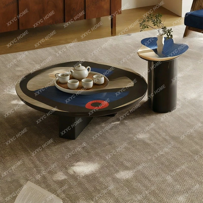 

Q coffee table combination special-shaped creative dopamine art living room home medieval balcony