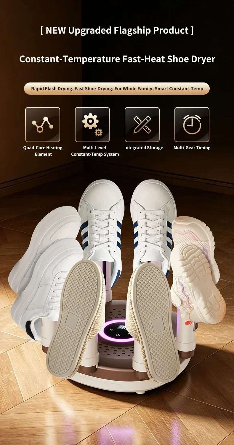 TINSOL Achtarmiger Schnelltrocknender Schuhtrockner, Intelligenter Schuhtrockner mit Konstanter Temperatur für Zuhause, Desodorierender und Sterilisierender Schuhtrockner – Detail 2