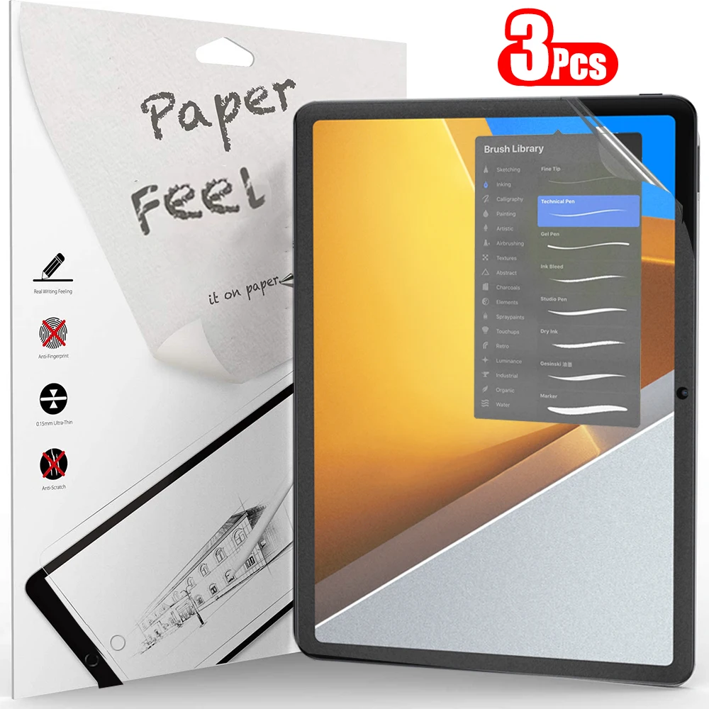 3Pcs Paper Feel Like Screen Protector for Xiaomi Poco Pad 12.1 2024 Film No Glass