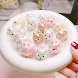 Sheep dog pink pig UV color plating three-dimensional cartoon animals straight hole loose beads hand-painted base embryo beading