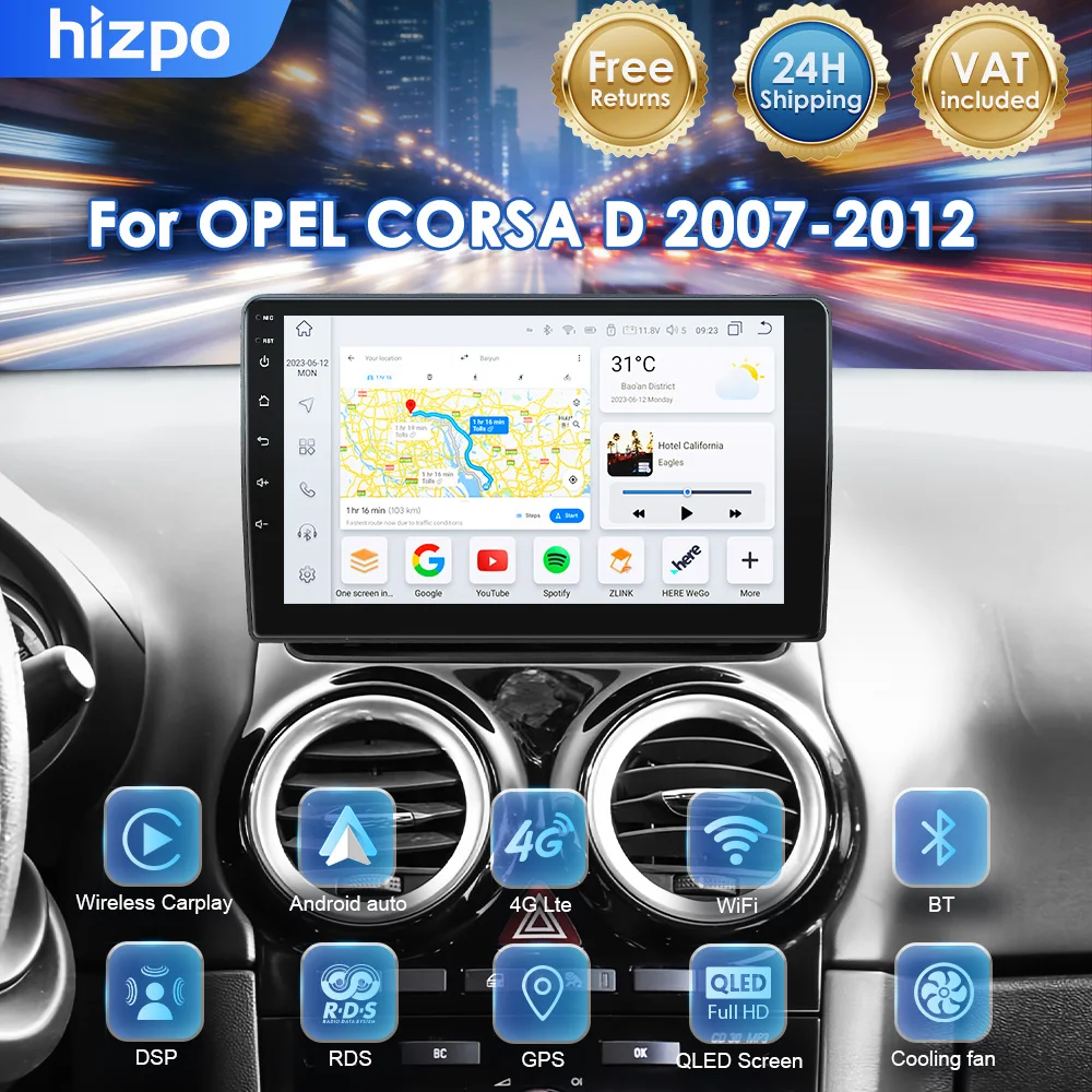 Hizpo 2Din Android 14 Car Radio For Opel Corsa D 2007-2012 Car