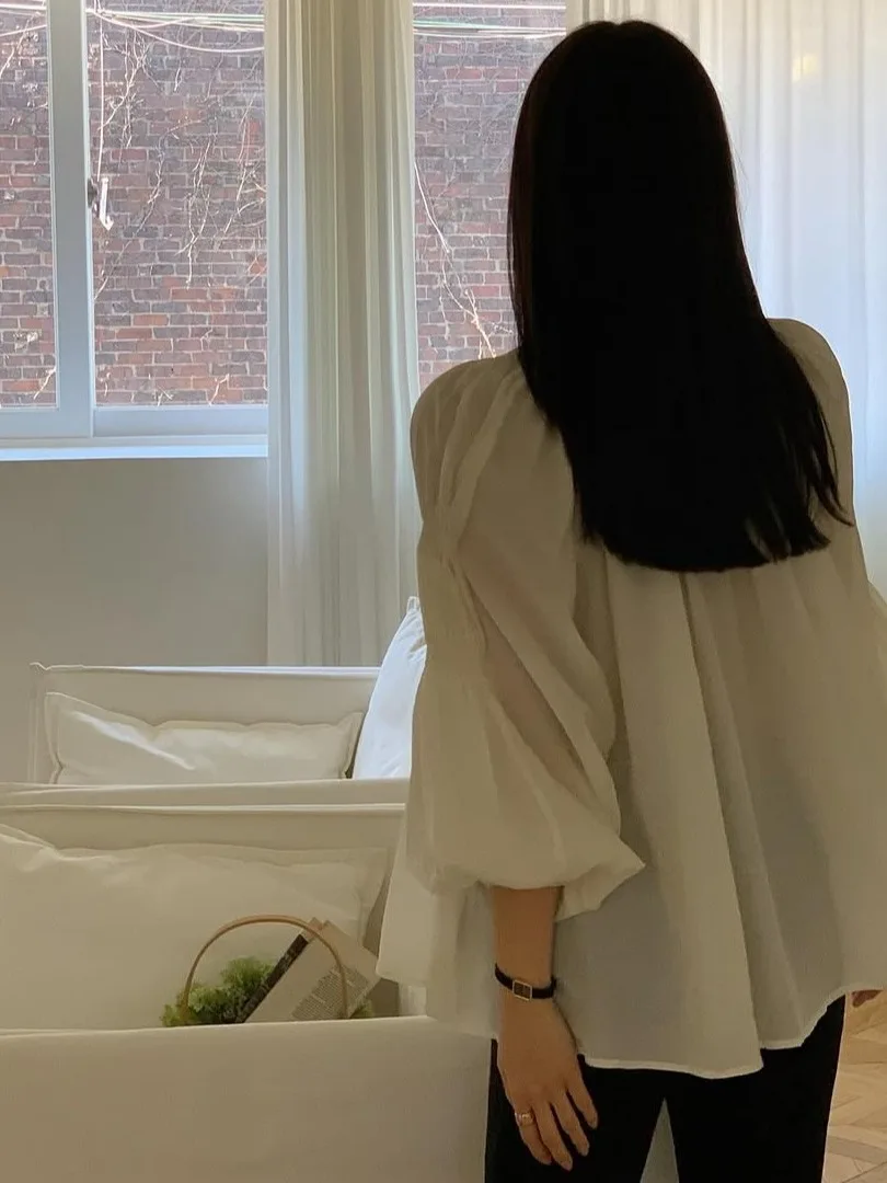 Chique ronde Ne Loose Lantern Sve Silk irt Faionable Agel Knot Tied Casual gevouwen top voor dames Trendy