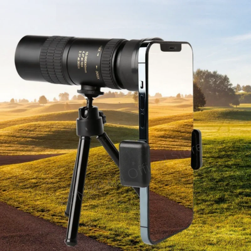 Metal 10-300X Professional Monocular Telescope with Powerful Zoom Function Binoculars for Remote High-definition Hunting