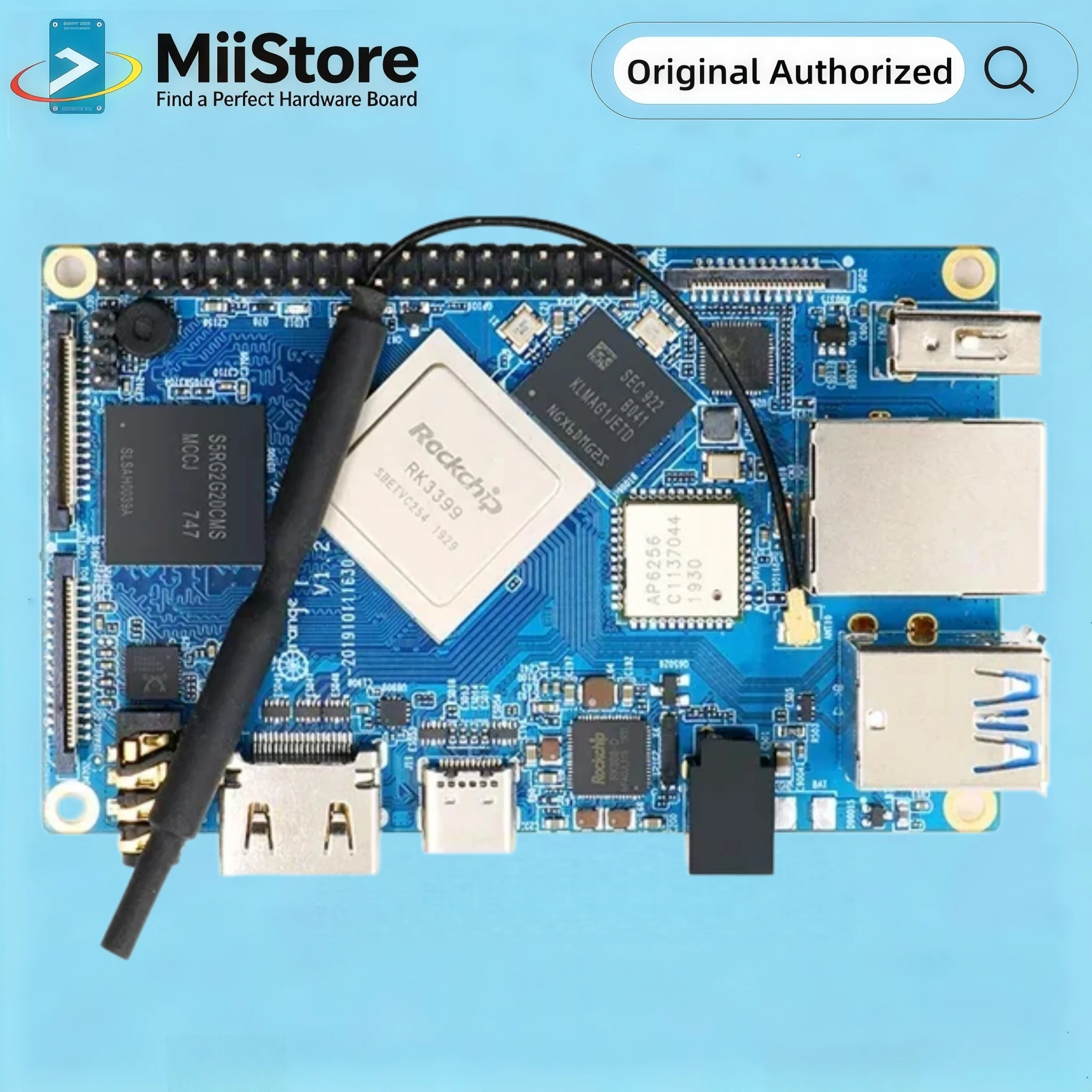 Orange Pi 4 Single Board Computer, RK3399 4GB LPDDR4 RAM +16GB Onboard eMMC, Dual‑Band WiFi BT5.0, 4K HDMI Media Server Mini PC