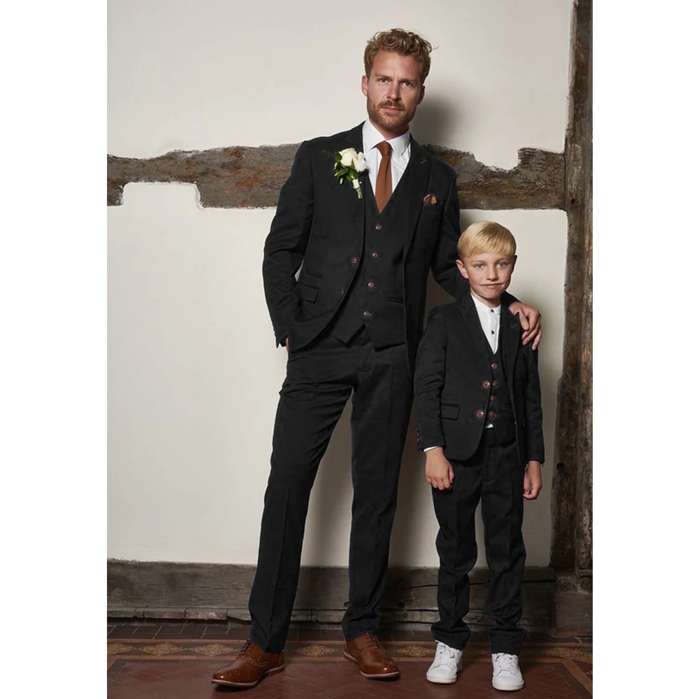 Classic 3 Pieces Suits For Kids Wedding Party Flower Boy Groomsman Outfits Graduation Ceremony Fashion Blazer Vest Pants Set