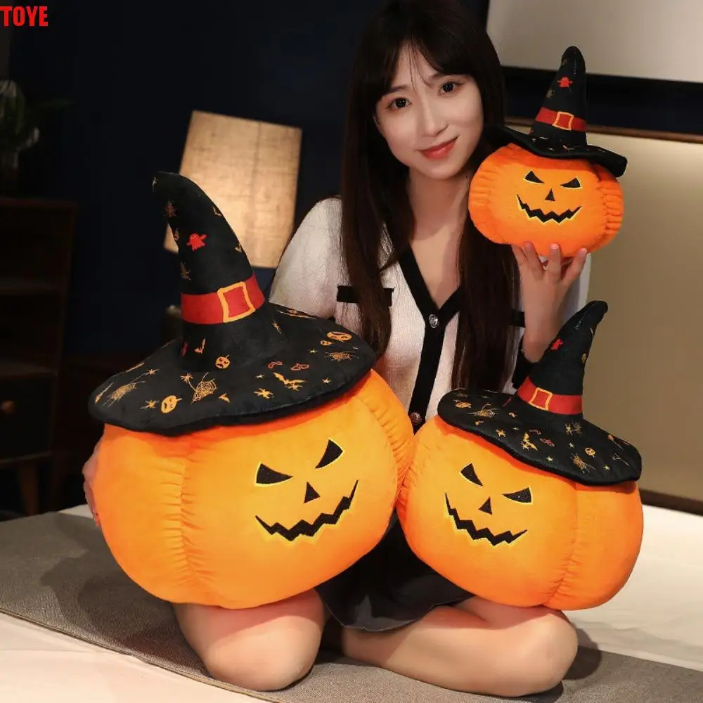 

Wearing Hat Pumpkin Demon Doll PP Cotton Soft Halloween Plush Toy Stuffed Funny Halloween Pumpkin Throw Pillow Kids Gift