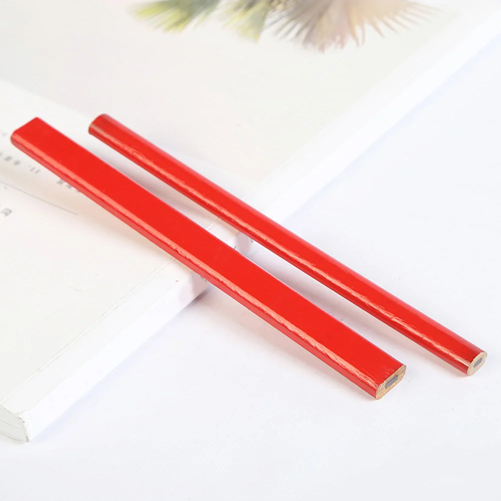 

72pcs Woodworking Pencil Red Octagonal Carpenter Pencil Hard For Wood Brick Concrete Marking Flat Design